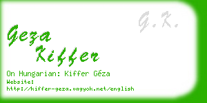 geza kiffer business card